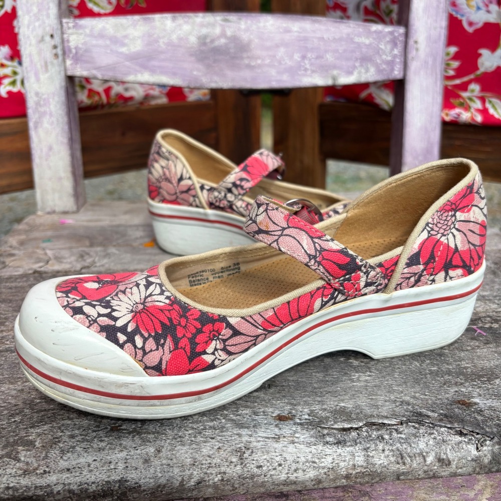Dansko Pink Floral Valerie Mary Jane Buckle Shoes Boho Chic Size EU 38 US 7.5-8 - Picture 3 of 10